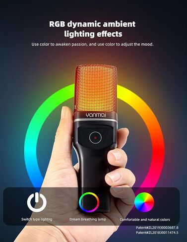 Wireless Microphone with ANC Noise Cancellation, RGB Lighting, Gooseneck Tripod, Dual Mode Wireless/USB-C—for Live Streaming, Recording, Computers & Phones in Saudi Arabia
