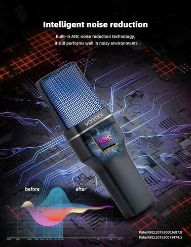 Wireless Microphone with ANC Noise Cancellation, RGB Lighting, Gooseneck Tripod, Dual Mode Wireless/USB-C—for Live Streaming, Recording, Computers & Phones in Saudi Arabia