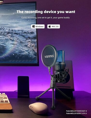Wireless Microphone with ANC Noise Cancellation, RGB Lighting, Gooseneck Tripod, Dual Mode Wireless/USB-C—for Live Streaming, Recording, Computers & Phones in Saudi Arabia