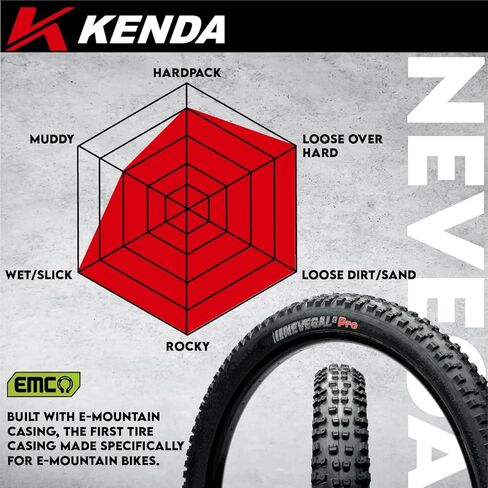 Kenda Nevegal 2 EMC K1211E 29x2.60 Mountain Bike Tire with Foldable ATC Casing, EN-DTC Compound, E-Bike Ready (ECE-R75), Low Rolling Resistance for Enduro/Trail with Keychain in Saudi Arabia