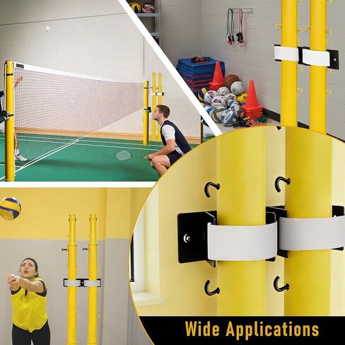 Indoor Volleyball Poles Wall Rack Holder, Upright Pole Storage Rack for Volleyball Badminton and Tennis with 3 Bolts, Sturdy Steel Plate Used in Schools, Gymnasiums, Clubs in Kuwait