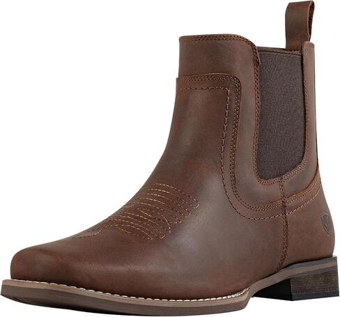 CVDSHU Chelsea Cowboy Boots for Men Western Square Toe Leather Dress Casual Work Ankle Boots Brown in Saudi Arabia