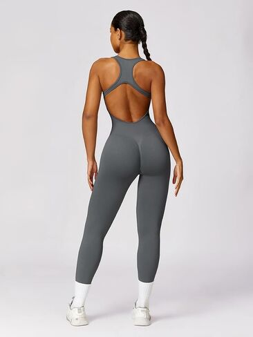 One Piece Jumpsuits for Women Tummy Control Workout Jumpsuits Sleeveless Scrunch Long Rompers in Saudi Arabia