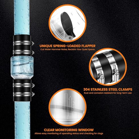 Solimeta 2 Pack 1-1/2" صمام فحص صامت مع وصلات Buna-N، منع التدفق العكسي لمضخة الحوض، زيادة عمر مضخة الحوض in Kuwait