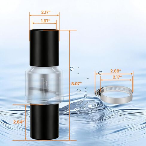 Solimeta 2 Pack 1-1/2" صمام فحص صامت مع وصلات Buna-N، منع التدفق العكسي لمضخة الحوض، زيادة عمر مضخة الحوض in Kuwait