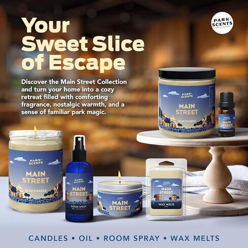 زيت عطر الشارع الرئيسي من بارك سينتس - زيوت عطرية معطرة بالمنتزه الترفيهي للناشرين مع السكر بالكراميل وجوز الهند والكسترد والروم والفانيليا والقيقب - هدايا العلاج العطري المنزلية، صنع في الولايات المتحدة الأمريكية (10 مل) in Kuwait