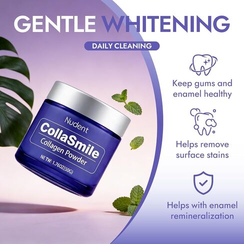 Nudent CollaSmile مسحوق أسنان بالكولاجين مع هيدروكسيباتيت - مسحوق معجون أسنان لتقوية المينا من أجل لثة صحية، تركيبة طبيعية للعناية بالفم in Kuwait