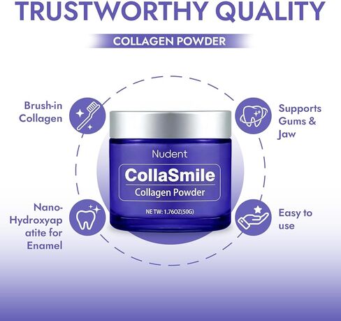 Nudent CollaSmile مسحوق أسنان بالكولاجين مع هيدروكسيباتيت - مسحوق معجون أسنان لتقوية المينا من أجل لثة صحية، تركيبة طبيعية للعناية بالفم in Kuwait