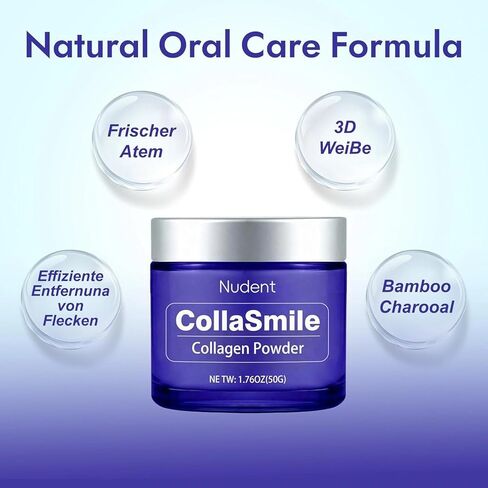 Nudent CollaSmile مسحوق أسنان بالكولاجين مع هيدروكسيباتيت - مسحوق معجون أسنان لتقوية المينا من أجل لثة صحية، تركيبة طبيعية للعناية بالفم in Kuwait