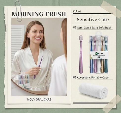 GentleClean Pro Extra Soft Toothbrushes for Adults - Super Ultra Soft Bristles Manual Tooth Brush for Sensitive Gums, 5 Pack in Kuwait