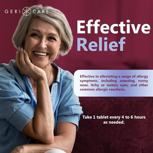 GeriCare Allergy Relief Chlorpheniramine Maleate 4 mg, Antihistamine Tablets, 100 Count (Pack of 1) in Saudi Arabia