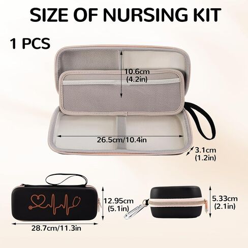 حقيبة صلبة لسماعة الطبيب، حقيبة سماعة الطبيب، حقيبة سماعة الطبيب مع ملصق قطعة واحدة، طقم التمريض، حقيبة سماعة الطبيب، ملحقات الممرضات للعمل مع جيوب شبكية إضافية للملحقات الصغيرة، أسود in Kuwait