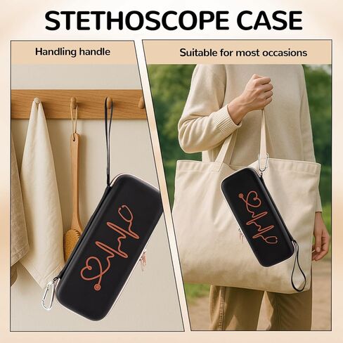حقيبة صلبة لسماعة الطبيب، حقيبة سماعة الطبيب، حقيبة سماعة الطبيب مع ملصق قطعة واحدة، طقم التمريض، حقيبة سماعة الطبيب، ملحقات الممرضات للعمل مع جيوب شبكية إضافية للملحقات الصغيرة، أسود in Kuwait