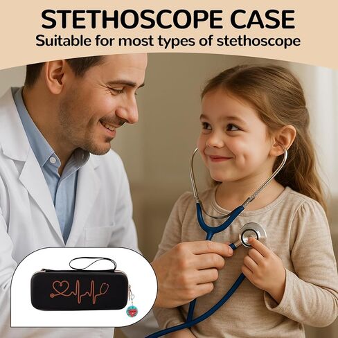 حقيبة صلبة لسماعة الطبيب، حقيبة سماعة الطبيب، حقيبة سماعة الطبيب مع ملصق قطعة واحدة، طقم التمريض، حقيبة سماعة الطبيب، ملحقات الممرضات للعمل مع جيوب شبكية إضافية للملحقات الصغيرة، أسود in Kuwait