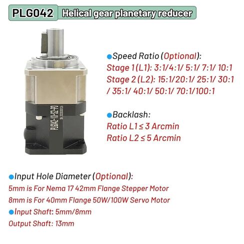 Helical Planetary Gearbox Step-Down Motor Reducer for Nema17 Nema23NemaStepper 400W 750W 1KW Servo(8mm-40 Servo,Speed Ratio 5 to 1) in Saudi Arabia