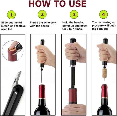 Air Pressure Pump Wine Opener With Foil Cutter,Portable Pen-Shape Corkscrew Wine Bottle Opener,Nice Gift to Wine Lovers. in Saudi Arabia