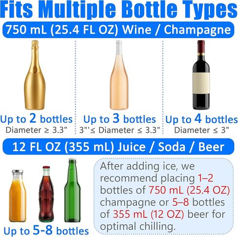 Ice Buckets for Parties Set of 2 – 5L Clear Beverage Tub with Ice Scoop & Faux Petals, Large Drink Buckets for Wine, Champagne, Beer, and Events in Saudi Arabia