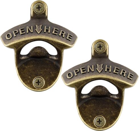 فتاحة زجاجات ريفية مثبتة على الحائط من الفولاذ المقاوم للصدأ غطاء زجاجة بيرة قابلة للتركيب على طاولة خشبية (عبوة من 2) in Kuwait