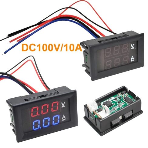 Digital Voltmeter Ammeter LED DC 0-100V 10A Dual Display Voltage Tester Amp Volt Gauge Panel Meter 1Pcs in Saudi Arabia
