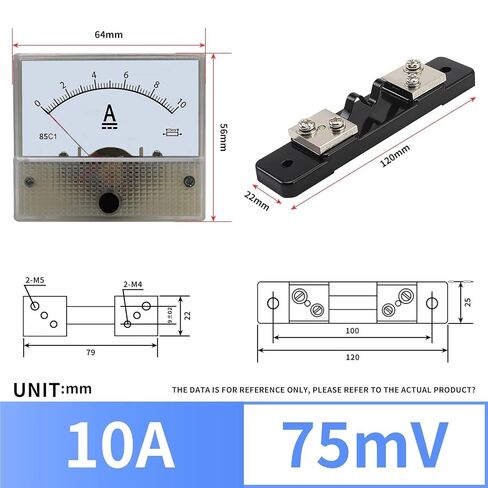 DC Ammeter 85C1 Pointer Type Mechanical Meter 10A~100A /75mV Equipped with Divider 1Pcs(15A-75mV) in Saudi Arabia