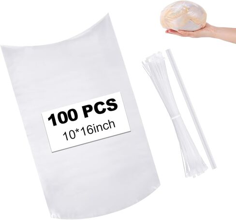 Zonon 100 Pcs 100 Pack Poultry Shrink Bags 10 x 16 Inches Clear Poultry Heat Shrink Wrap Bags for Chickens Turkey Rabbits Bpa Free Freezer with 100 Zip Ties and Clear Silicone Straw for Food Storage in Saudi Arabia
