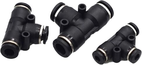 Air Pipe Quick Connector Black T-type Tee PGE6 PE4/8/10/12/14/16 1Pcs(BlackPE-6) in Saudi Arabia