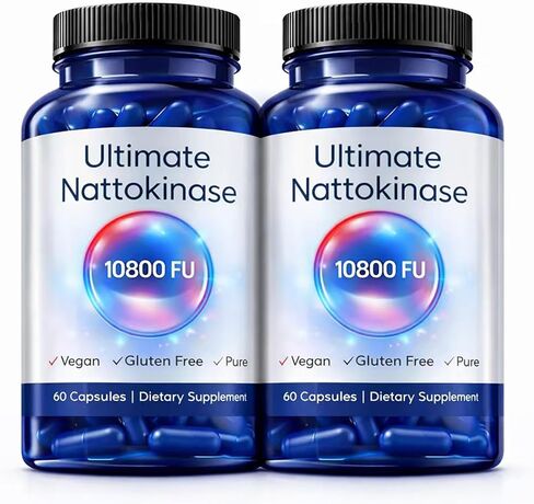 Ultimate Nattokinase 10800 fu، مكمل Nattokinase، الدورة الدموية الصحية ودعم الصحة اليومية، نباتي، خالي من الغلوتين، 60 كبسولة نباتية، غير معدل وراثيًا (2) in Kuwait