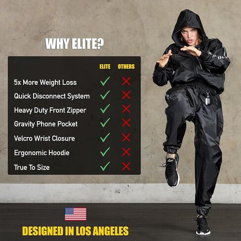Elite Sports Zipper Sauna Suit for Men & Women, Zipper Hoodie Weight Loss Sweat Suit, Anti-Rip PVC for Gym MMA Boxing in Saudi Arabia