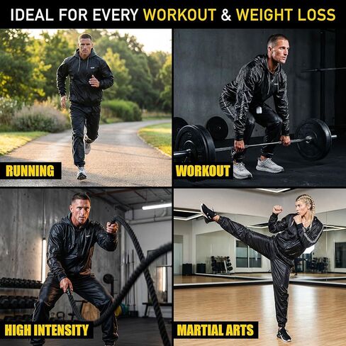 Elite Sports Zipper Sauna Suit for Men & Women, Zipper Hoodie Weight Loss Sweat Suit, Anti-Rip PVC for Gym MMA Boxing in Saudi Arabia