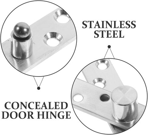 2 Pairs Stainless Metal Full Rotation Pivot Cabinet Hinges Medium Offset Hidden Door Hinges for Shed and Wood Door Installation in Kuwait
