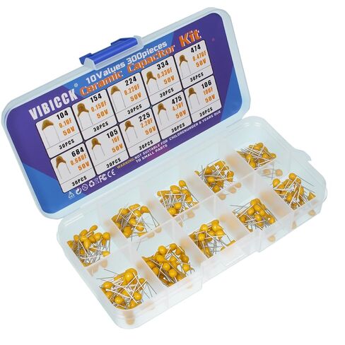 10 قيم 300pcs مجموعة متنوعة من مكثفات السيراميك المتجانسة 0.1 uF0.15 uF 0.22 uF0.33 uF0.47uF0.68 uF 1 uF2.2uF4.7uF10uF 104,106,154,223(104-106) in Kuwait