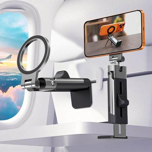 Airplane Travel Essentials Phone Holder Mount for MagSafe,Hands Free Magnetic Phone Stand for Desk 360° Swivel Universal in Flight Airplane Gadgets Cruise Essentials for Women Men for iPhone in Saudi Arabia