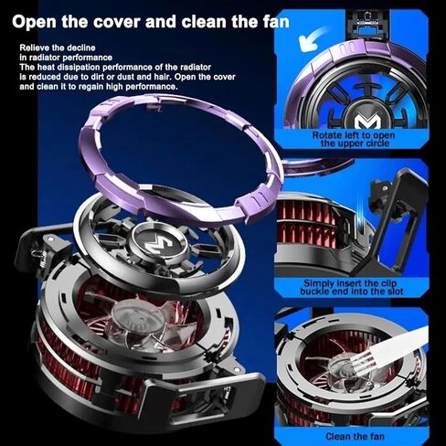 Phone Cooler 27w Cell Phone Fan Cooler Cellphone Radiator with Temperature Display/intelligent Controls/3 Fan Speed for 2.83-3.66 inch Phone Cooler in Kuwait