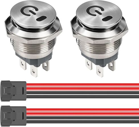 Gebildet Stainless Steel 12-24V/15A Waterproof Round Rocker Switch 22mm Red LED Lighted ON Off 4 Pin Illuminated Toggle Switch in Saudi Arabia