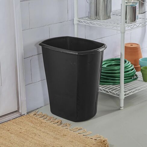 Large Kitchen Trash Can, 10 Gallon Plastic Garbage Bin with No Lid, Black in Saudi Arabia