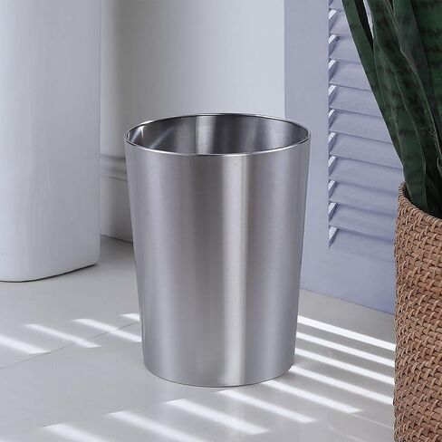 Brushed Nickel Metal Bathroom Wastebasket, 2.2 gal in Saudi Arabia