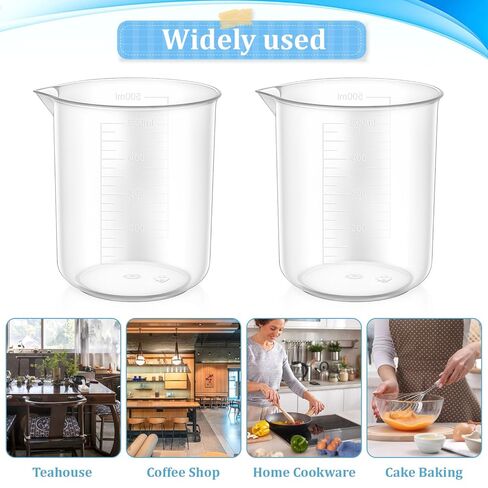 20 Pack Plastic Beakers 500 ml Graduations, 17oz Transparent Measuring Cup, Epoxy Mixing Cups, Plastic Graduated Cup, Premium Polypropylene, for Liquid Measuring in Saudi Arabia