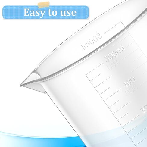 20 Pack Plastic Beakers 500 ml Graduations, 17oz Transparent Measuring Cup, Epoxy Mixing Cups, Plastic Graduated Cup, Premium Polypropylene, for Liquid Measuring in Saudi Arabia