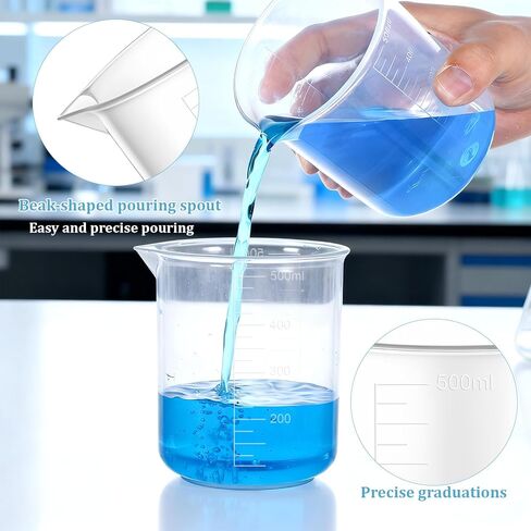 20 Pack Plastic Beakers 500 ml Graduations, 17oz Transparent Measuring Cup, Epoxy Mixing Cups, Plastic Graduated Cup, Premium Polypropylene, for Liquid Measuring in Saudi Arabia
