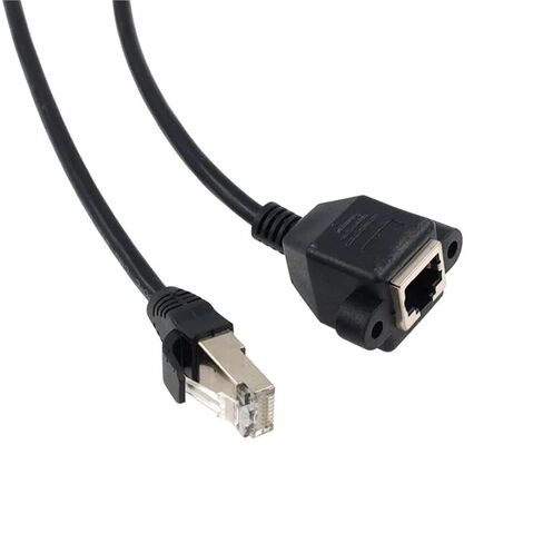 كابل RJ45 ذكر إلى أنثى برغي لوحة جبل إيثرنت شبكة درع 90 درجة تمديد الزاوية اليمنى 1 قطعة (زاوية 1 متر) in Saudi Arabia