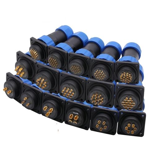 10Sets/lot SP/SD28 Aviation Plug Socket Male+Female 28MM 2/3/4/5/6/7/9/10/12/14-26Pin 4Hole Square Panel Mount(SD28-14P) in Kuwait