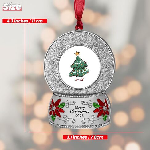 FIHOO 2025 زينة عيد الميلاد مقاس 2 بوصة إطار صورة معدني معلق لشجرة تذكار زخرفي صغير، عرض صورة للطفل والحيوانات الأليفة (إكليل (2025)) in Kuwait