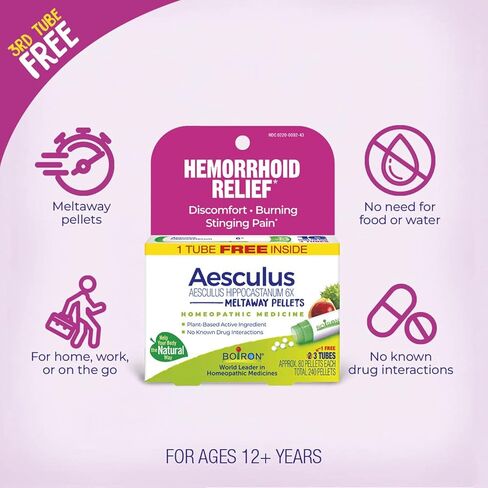Boiron Aesculus Hippocastanum 6X الطب المثلي لتخفيف البواسير من الانزعاج أو الحرق أو الألم اللاذع - 3 عدد (240 حبة) in Kuwait