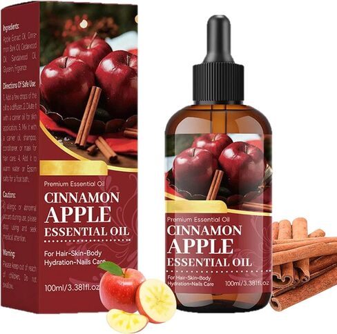 زيت قرفة التفاح العطري، زيت موزع معطر طبيعي مع قطارة للعلاج العطري، صناعة الشموع الطبيعية وروائح صناعة الصابون، العناية بالشعر، الوجه، العناية بالبشرة وتدليك الجسم للمنزل والمكتب 3.53 جم in Saudi Arabia