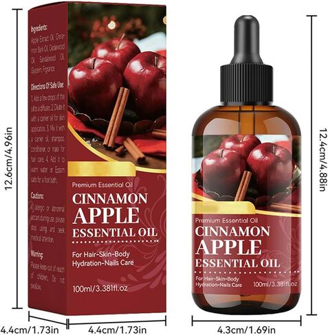 زيت قرفة التفاح العطري، زيت موزع معطر طبيعي مع قطارة للعلاج العطري، صناعة الشموع الطبيعية وروائح صناعة الصابون، العناية بالشعر، الوجه، العناية بالبشرة وتدليك الجسم للمنزل والمكتب 3.53 جم in Saudi Arabia