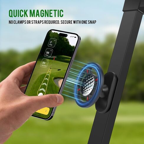 Magnetic Golf Cart Phone Holder for MagSafe iPhone, Alloy Phone Mount with N55 Super Strong Magnet, 360° Rotation, Essential Golf Accessory for Viewing Course Maps and Recording Swing Videos in Saudi Arabia