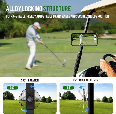 Magnetic Golf Cart Phone Holder for MagSafe iPhone, Alloy Phone Mount with N55 Super Strong Magnet, 360° Rotation, Essential Golf Accessory for Viewing Course Maps and Recording Swing Videos in Saudi Arabia