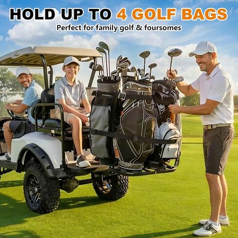 Foldable Golf Cart Bag Holder Holds 1-4 Bags for EZGO/Club Car/Yamaha, Fits 8" Max & 24" Rear Safety Grab Bars, Triple-Point Stabilized, No-Drill Preinstalled Golf Cart Rear Seat Bag Holder in Saudi Arabia