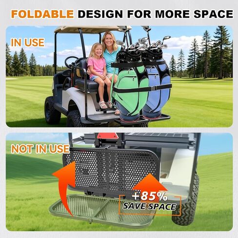Foldable Golf Cart Bag Holder Holds 1-4 Bags for EZGO/Club Car/Yamaha, Fits 8" Max & 24" Rear Safety Grab Bars, Triple-Point Stabilized, No-Drill Preinstalled Golf Cart Rear Seat Bag Holder in Saudi Arabia