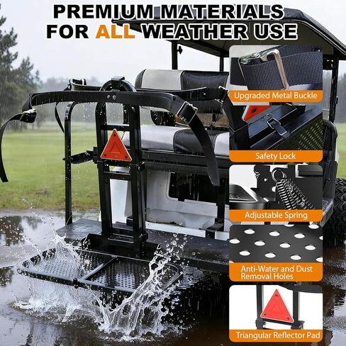 Foldable Golf Cart Bag Holder Holds 1-4 Bags for EZGO/Club Car/Yamaha, Fits 8" Max & 24" Rear Safety Grab Bars, Triple-Point Stabilized, No-Drill Preinstalled Golf Cart Rear Seat Bag Holder in Saudi Arabia